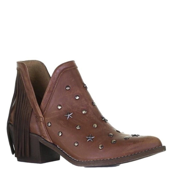 Circle G Corral Studs Fringe Tassel Ankle Boots Distressed Cowgirl Western - Picture 1 of 9